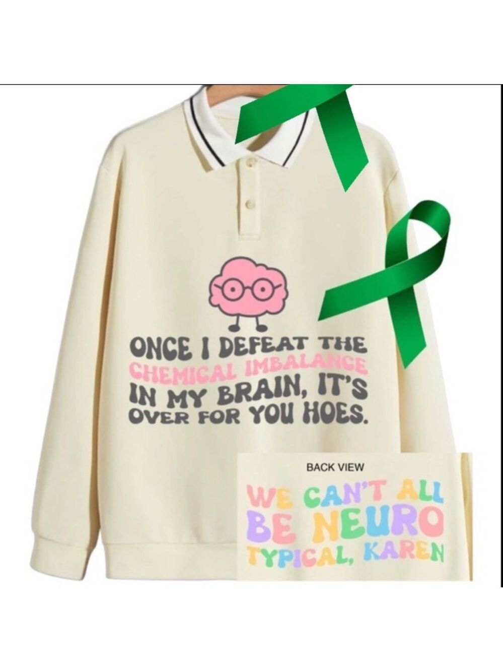 Chemical imbalance mental health graphic pullover sweatshirt size XL